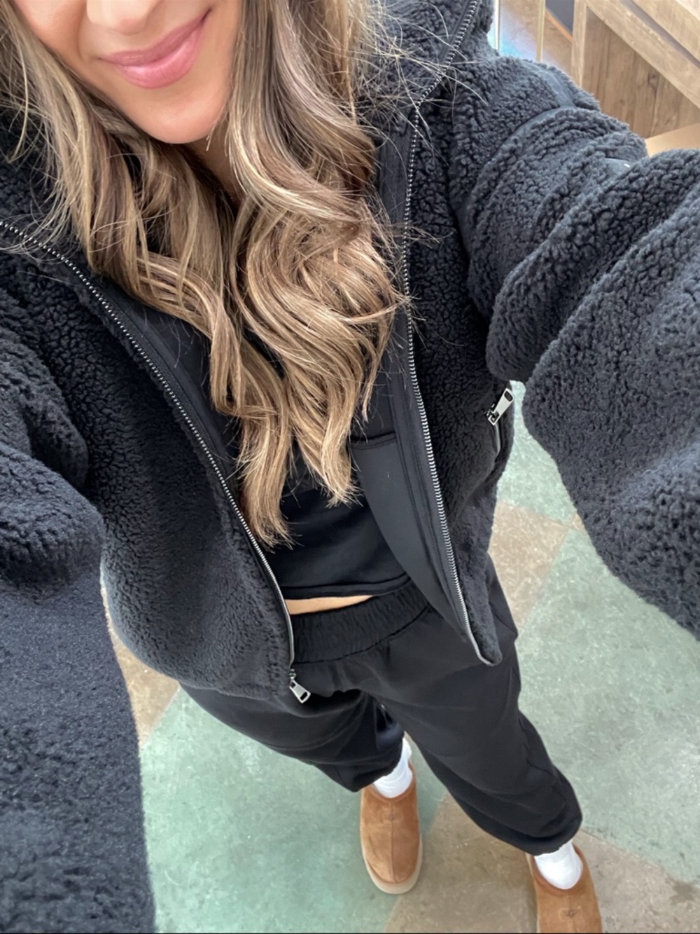 Women’s Black Teddy Sherpa Zip-Up Jacket by - Picture 5 of 5